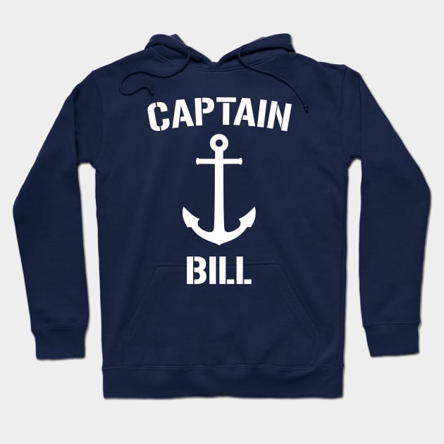 Nautical Captain Bill Personalized Boat Anchor Hoodie by Rewstudio